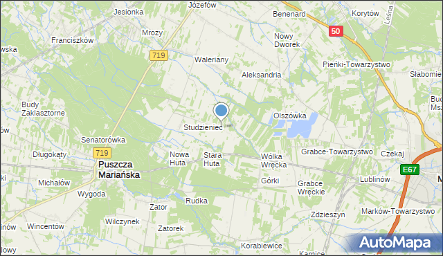 mapa Żuków, Żuków gmina Puszcza Mariańska na mapie Targeo
